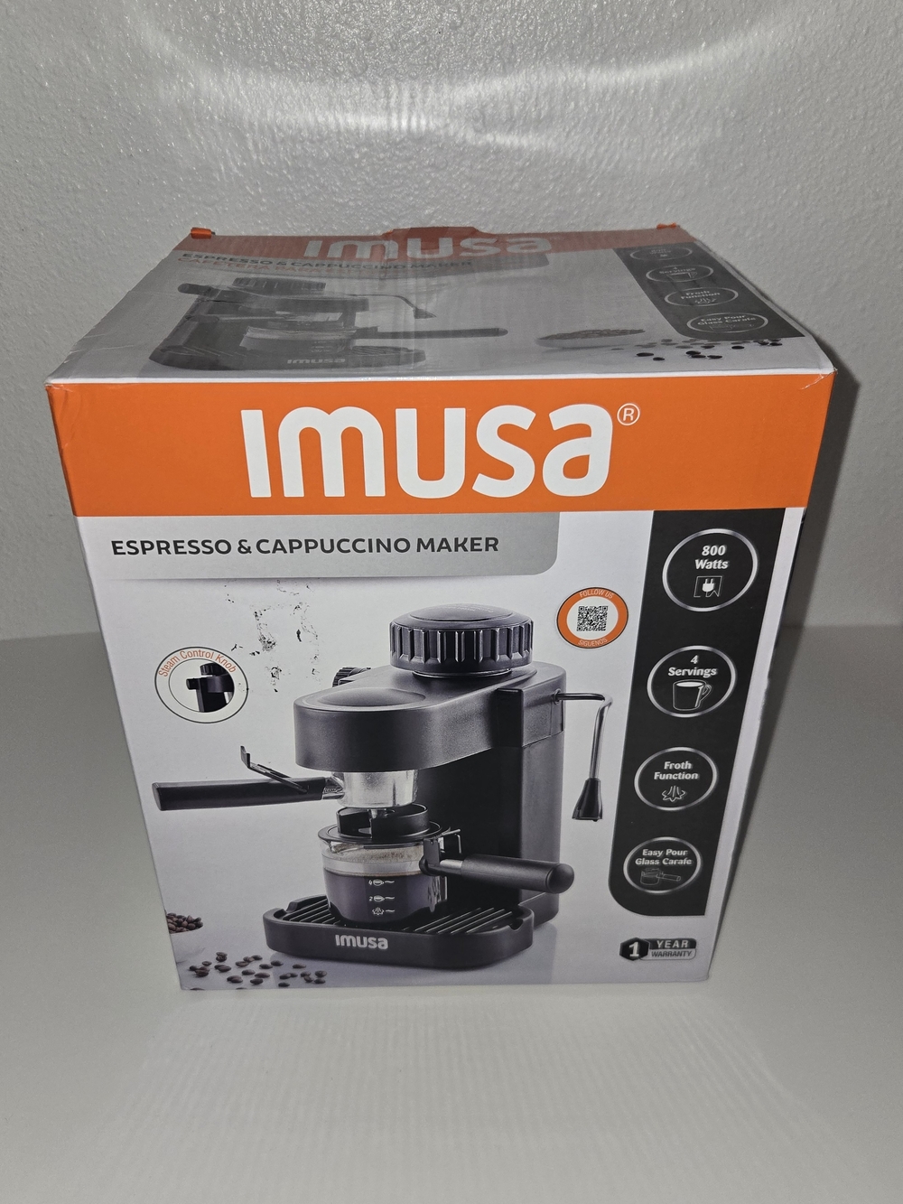 IMUSA 4-cup Electric Espresso & Cappuccino Maker - 800W